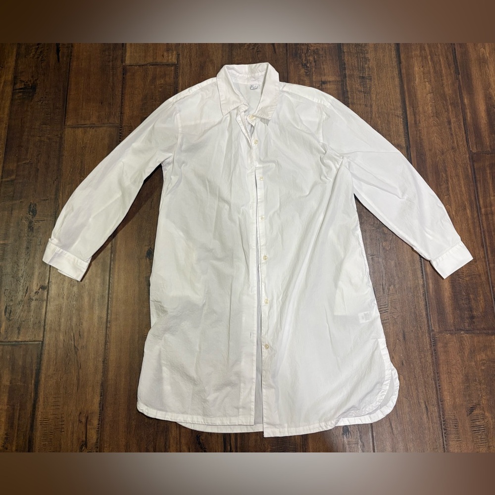 Nordstrom White Button-Up Shirt Dress 100% Cotton - Picture 2 of 6